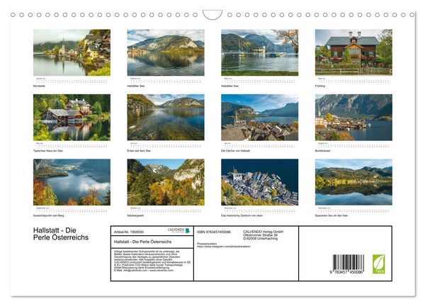 Produktbild: Hallstatt - Die Perle &Ouml;sterreichs (Wandkalender 2026 DIN A3 quer), CALVENDO Monatskalender