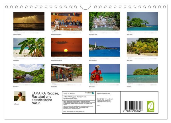 Produktbild: JAMAIKA Reggae, Rastafari und paradiesische Natur. (Wandkalender 2026 DIN A4 quer), CALVENDO Monatskalender