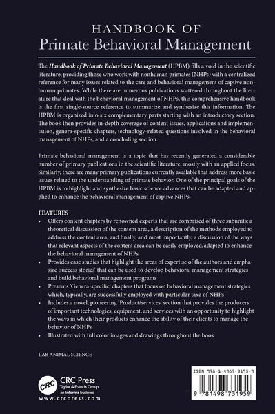 Produktbild: Handbook of Primate Behavioral Management