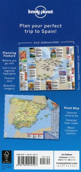 Produktbild: Lonely Planet Spain Planning Map