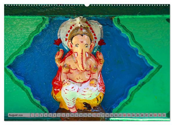 Produktbild: Typisch Indien - Ganesha der Elefantengott (hochwertiger Premium Wandkalender 2026 DIN A2 quer), Kunstdruck in Hochglanz