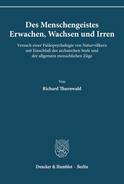 Produktbild: Des Menschengeistes Erwachen, Wachsen und Irren.