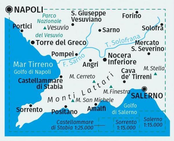 Produktbild: KOMPASS Wanderkarte 682 Penisola Sorrentina, Costiera Amalfitana, Vesuvio, Pompei, Salerno, Sorrento 1:50.000