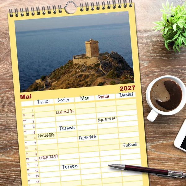 Produktbild: Familienplaner 2027 - Reisen ans Meer mit 5 Spalten (Wandkalender, 21 x 45 cm) CALVENDO
