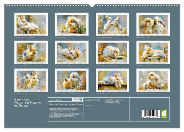 Produktbild: Kaninchen. Flauschige Hoppler im Garten (hochwertiger Premium Wandkalender 2027 DIN A2 quer), Kunstdruck in Hochglanz