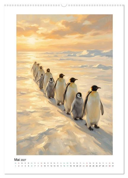 Produktbild: Pinguine - Watscheln, Kuscheln, Staunen (Wandkalender 2027 DIN A2 hoch), CALVENDO Monatskalender