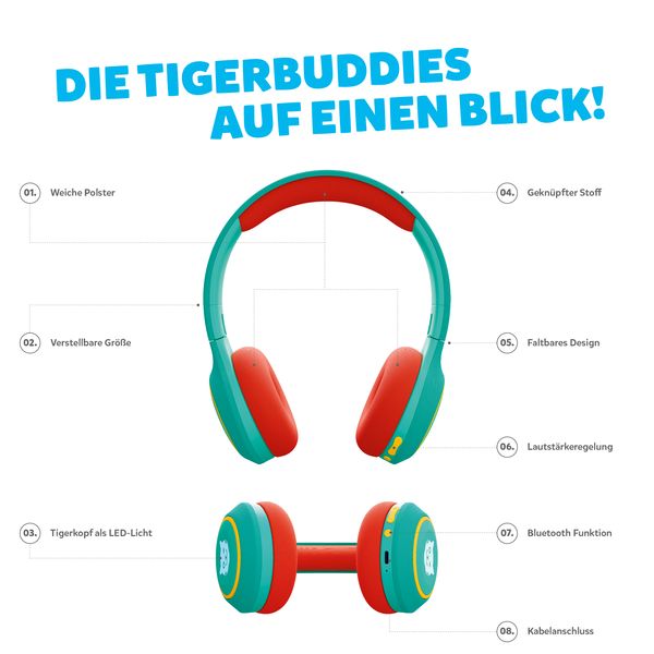 Produktbild: Tigerbuddies - Kinder - Kopfh&ouml;rer - Funky Green