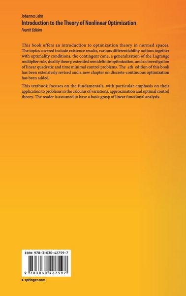 Produktbild: Introduction to the Theory of Nonlinear Optimization