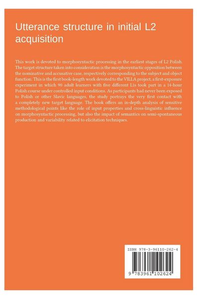 Produktbild: Utterance structure in initial L2 acquisition