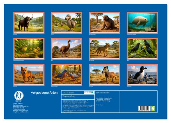 Produktbild: Vergessene Arten (Wandkalender 2026 DIN A2 quer), CALVENDO Monatskalender