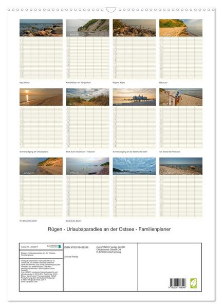 Produktbild: R&uuml;gen - Urlaubsparadies an der Ostsee - Familienplaner (Wandkalender 2026 DIN A2 hoch), CALVENDO Monatskalender
