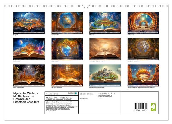 Produktbild: Mystische Welten - Mit B&uuml;chern die Grenzen der Phantasie erweitern (Wandkalender 2026 DIN A3 quer), CALVENDO Monatskalender
