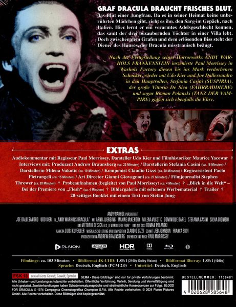 Produktbild: Andy Warhols Dracula - Mediabook - Cover A (4K-Ultra HD) (+ Blu-ray) (+ Bonus-Blu-ray)