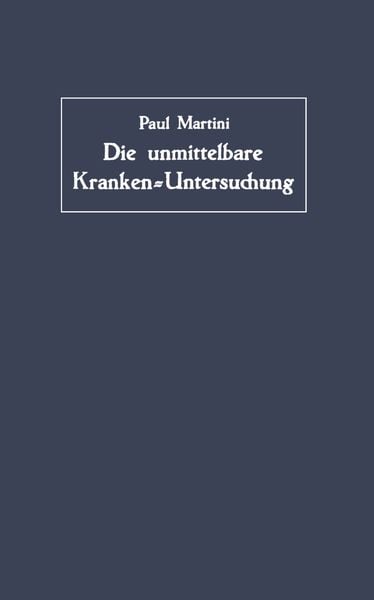 Produktbild: Die unmittelbare Kranken-Untersuchung