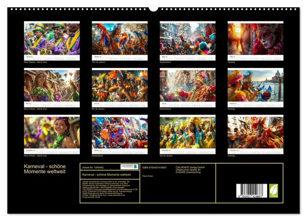 Produktbild: Karneval - sch&ouml;ne Momente weltweit (hochwertiger Premium Wandkalender 2026 DIN A2 quer), Kunstdruck in Hochglanz