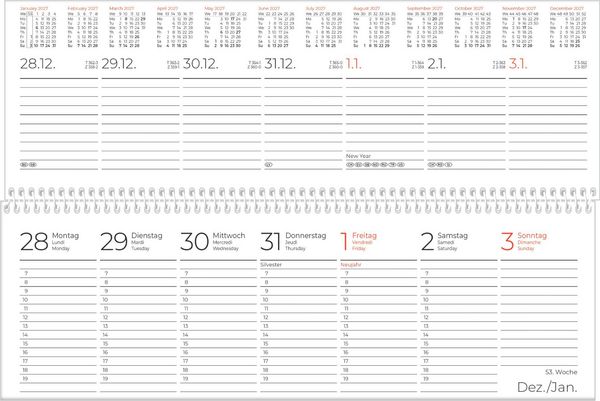 Produktbild: Tischquerkalender 1W/2S schwarz 2027