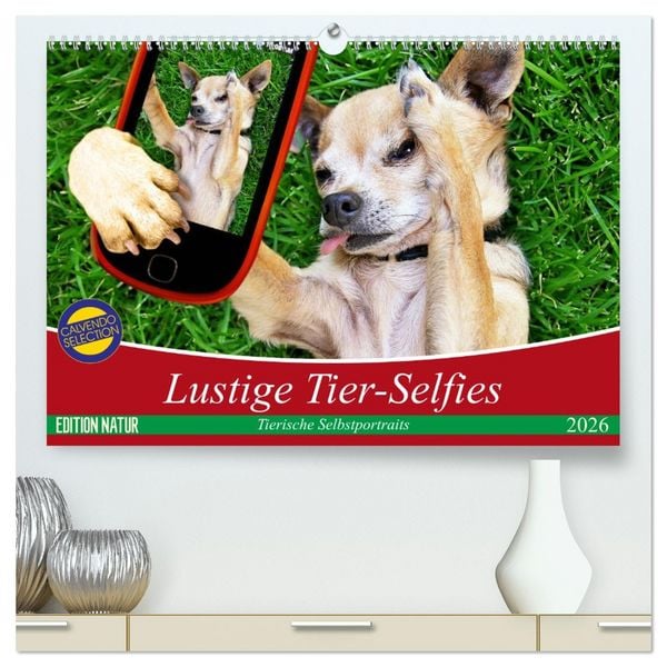 Produktbild: Lustige Tier-Selfies. Tierische Selbstportraits (hochwertiger Premium Wandkalender 2026 DIN A2 quer), Kunstdruck in Hochglanz