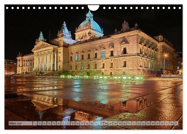 Produktbild: Leipzig - Fotografiert bei Nacht von Michael Allmaier (Wandkalender 2026 DIN A4 quer), CALVENDO Monatskalender