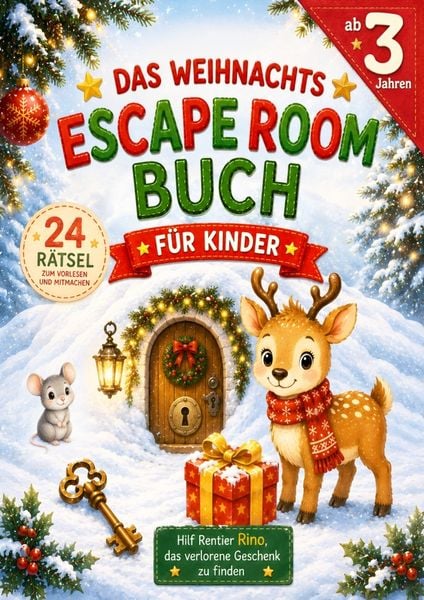 Produktbild: Das Weihnachts-Escape-Room Buch f&uuml;r Kinder ab 3 Jahren - 24 R&auml;tsel zum Vorlesen und Mitmachen