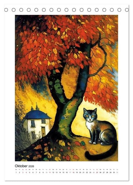 Produktbild: Katzengem&auml;lde (Tischkalender 2026 DIN A5 hoch), CALVENDO Monatskalender