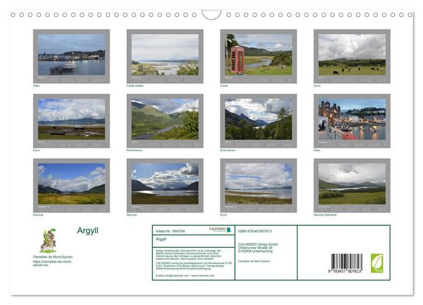 Produktbild: Argyll (Wandkalender 2026 DIN A3 quer), CALVENDO Monatskalender