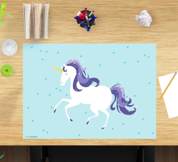Produktbild: Cover-your-desk Schreibtischunterlage f&uuml;r Kinder Einhorn, aus hochwertigem Vinyl , 60 x 40 cm