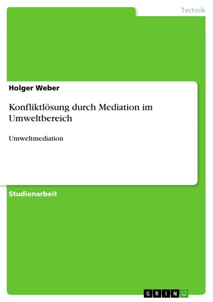Produktbild: Konfliktl&ouml;sung durch Mediation im Umweltbereich