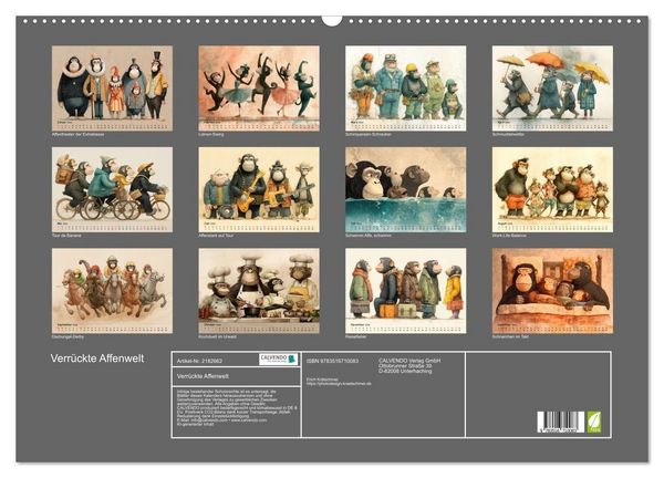 Produktbild: Verr&uuml;ckte Affenwelt (Wandkalender 2026 DIN A2 quer), CALVENDO Monatskalender