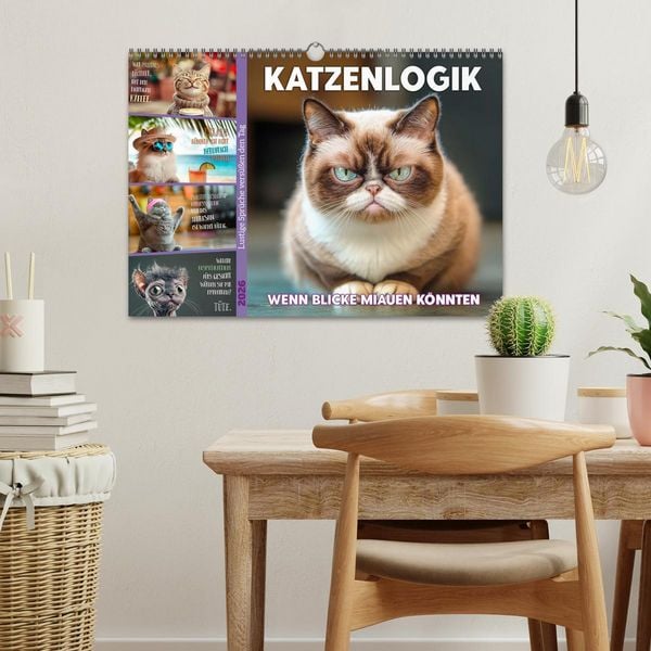 Produktbild: Katzenlogik - Wenn Blicke miauen k&ouml;nnten (Wandkalender 2026 DIN A3 quer), CALVENDO Monatskalender