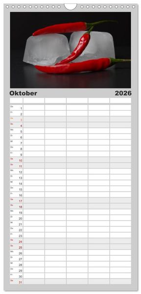 Produktbild: Familienplaner 2026 - Hot Chili K&uuml;chen Kalender mit 5 Spalten (Wandkalender, 21 x 45 cm) CALVENDO