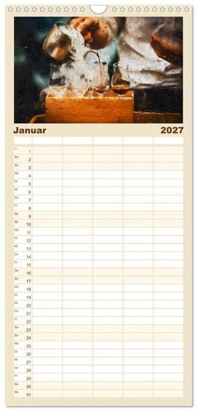 Produktbild: Familienplaner 2027 - Kaffeesatz - Kunst und Tradition mit 5 Spalten (Wandkalender, 21 x 45 cm) CALVENDO