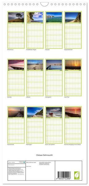 Produktbild: Familienplaner 2026 - Ostsee Sehnsucht mit 5 Spalten (Wandkalender, 21 x 45 cm) CALVENDO