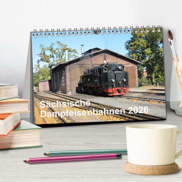 Produktbild: S&auml;chsische Dampfeisenbahnen 2026 (Tischkalender 2026 DIN A5 quer), CALVENDO Monatskalender