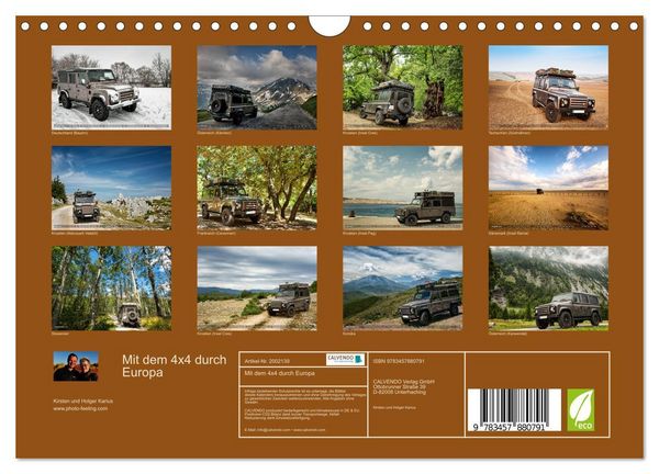 Produktbild: Mit dem 4x4 durch Europa (Wandkalender 2026 DIN A4 quer), CALVENDO Monatskalender