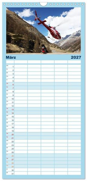 Produktbild: Familienplaner 2027 - Helikopter in der Luft mit 5 Spalten (Wandkalender, 21 x 45 cm) CALVENDO