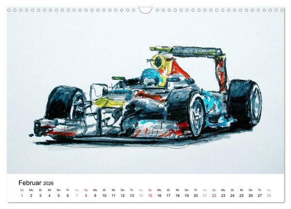 Produktbild: Illustrationen Formel 1 Rennwagen (Wandkalender 2026 DIN A3 quer), CALVENDO Monatskalender