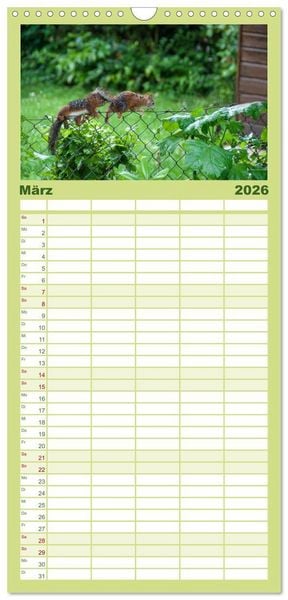 Produktbild: Familienplaner 2026 - Spa&szlig; mit Eichh&ouml;rnchen-Kindern mit 5 Spalten (Wandkalender, 21 x 45 cm) CALVENDO