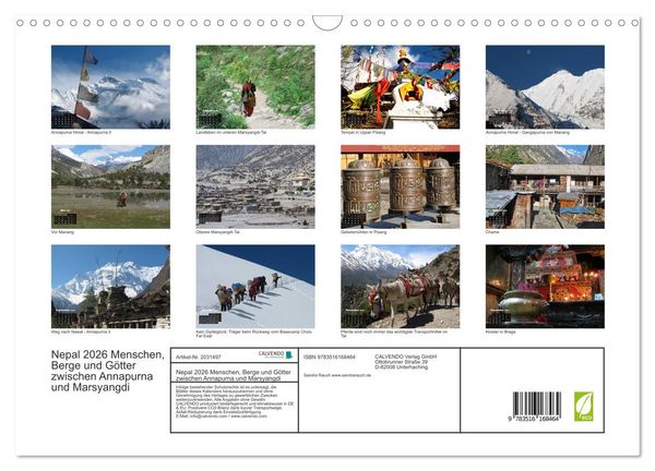 Produktbild: Nepal 2026 Menschen, Berge und G&ouml;tter zwischen Annapurna und Marsyangdi (Wandkalender 2026 DIN A3 quer), CALVENDO Monatskalender