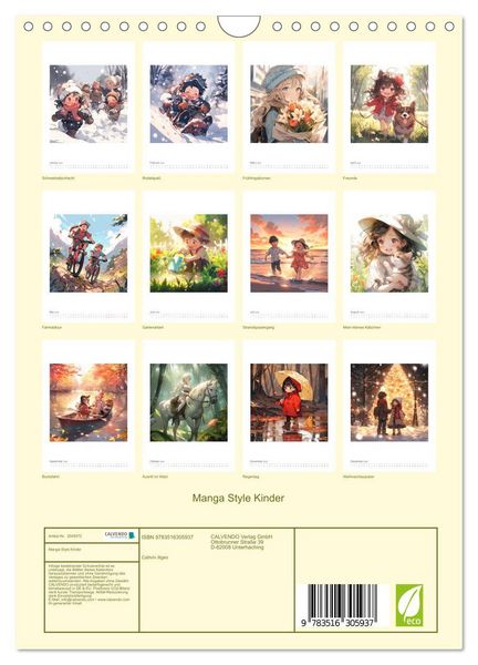 Produktbild: Manga Style Kinder (Wandkalender 2026 DIN A4 hoch), CALVENDO Monatskalender