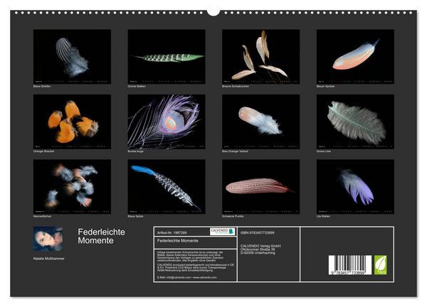 Produktbild: Federleichte Momente (hochwertiger Premium Wandkalender 2026 DIN A2 quer), Kunstdruck in Hochglanz