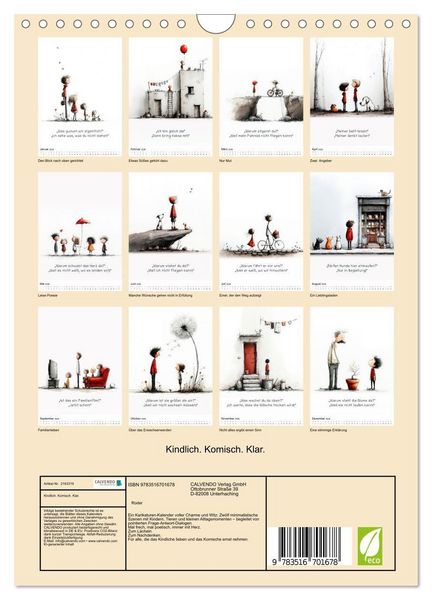 Produktbild: Kindlich. Komisch. Klar. (Wandkalender 2026 DIN A4 hoch), CALVENDO Monatskalender