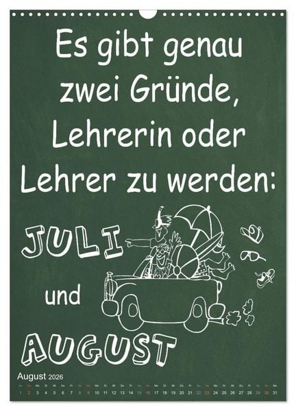 Produktbild: Coole Lehrerspr&uuml;che (Wandkalender 2026 DIN A3 hoch), CALVENDO Monatskalender