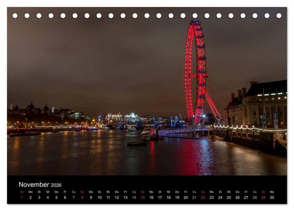 Produktbild: London - Nachts an der Themse (Tischkalender 2026 DIN A5 quer), CALVENDO Monatskalender