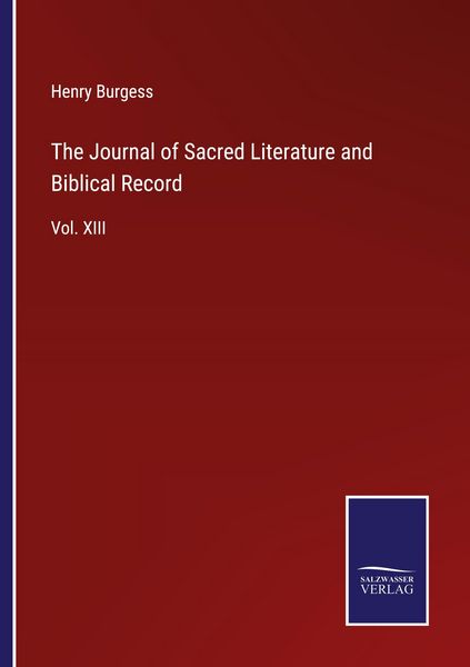 Produktbild: The Journal of Sacred Literature and Biblical Record