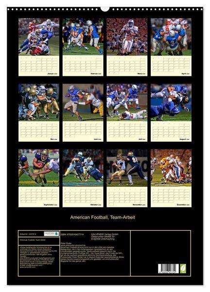 Produktbild: American Football, Team-Arbeit (Wandkalender 2026 DIN A2 hoch), CALVENDO Monatskalender