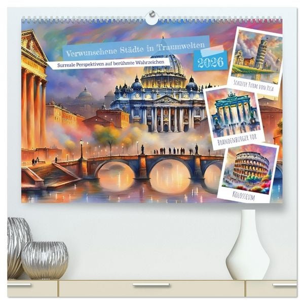 Produktbild: Verwunschene St&auml;dte in Traumwelten (hochwertiger Premium Wandkalender 2026 DIN A2 quer), Kunstdruck in Hochglanz