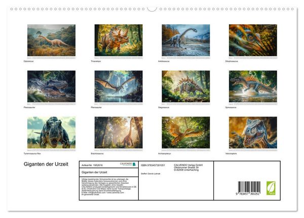 Produktbild: Giganten der Urzeit (hochwertiger Premium Wandkalender 2026 DIN A2 quer), Kunstdruck in Hochglanz