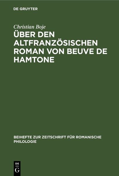 Produktbild: &Uuml;ber den altfranz&ouml;sischen Roman von Beuve de Hamtone
