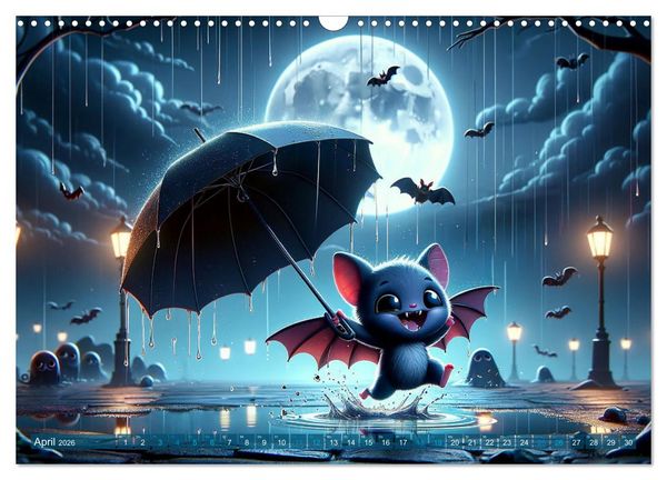 Produktbild: Fl&uuml;gel der Nacht: Abenteuer der kleinen Vampire (Wandkalender 2026 DIN A3 quer), CALVENDO Monatskalender
