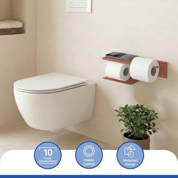Produktbild: Turbo-Loc&reg; Toilettenpapierhalter mit Ablage Mod. Lizan Braun, Befestigen ohne Bohren